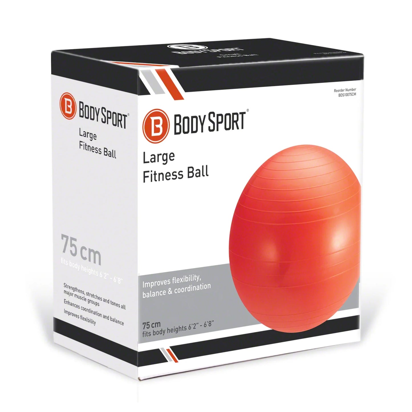 Red Fitness Ball (75 Cm), Pump & Exercise Guide Included